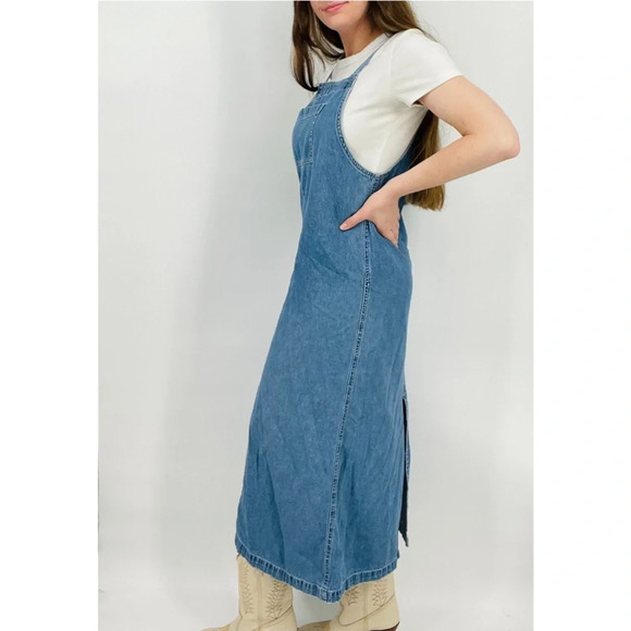 vintage coastal cowgirl cottagecore denim pullover dress minimalist size S - Picture 5 of 8